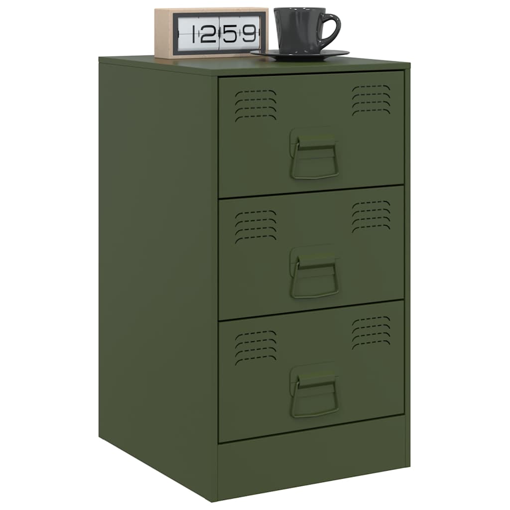 Comodini 2 pz Verde Oliva 34,5x39x62 cm in Acciaio