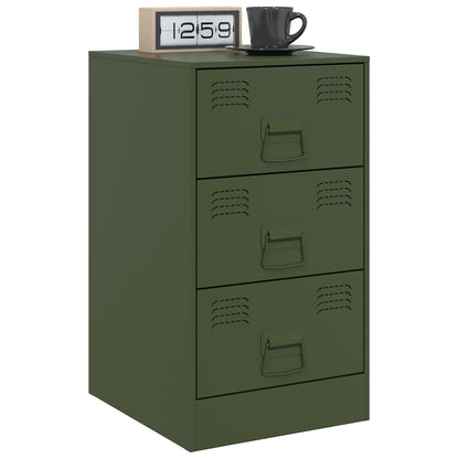 Comodini 2 pz Verde Oliva 34,5x39x62 cm in Acciaio