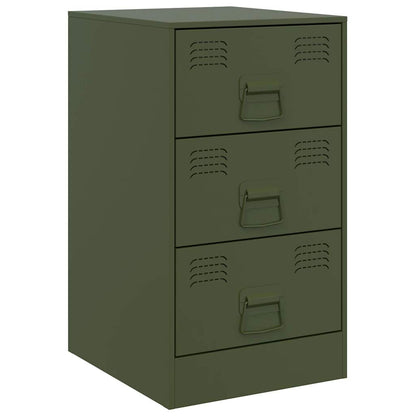 Comodini 2 pz Verde Oliva 34,5x39x62 cm in Acciaio - homemem39