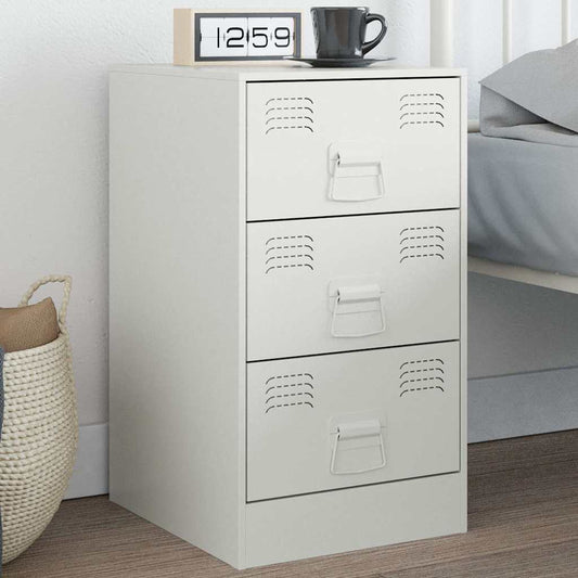Comodino Bianco 34,5x39x62 cm in Acciaio