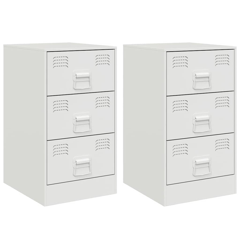 Comodini 2 pz Bianchi 34,5x39x62 cm in Acciaio
