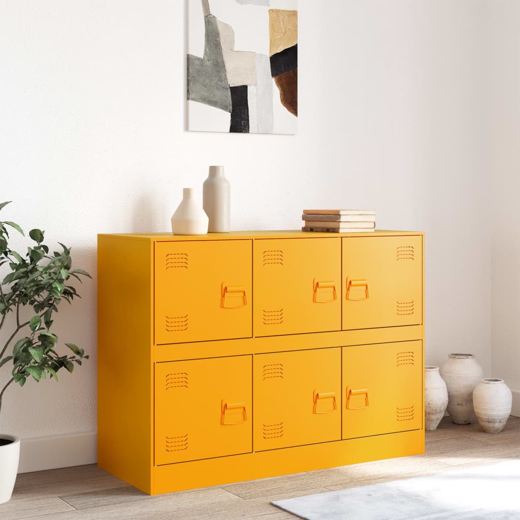 Credenza Giallo Senape 99x39x73 cm in Acciaio