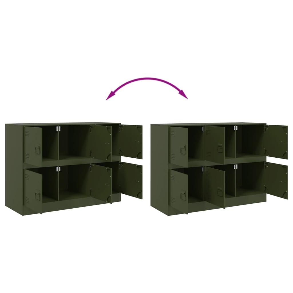 Credenza Verde Oliva 99x39x73 cm in Acciaio - homemem39