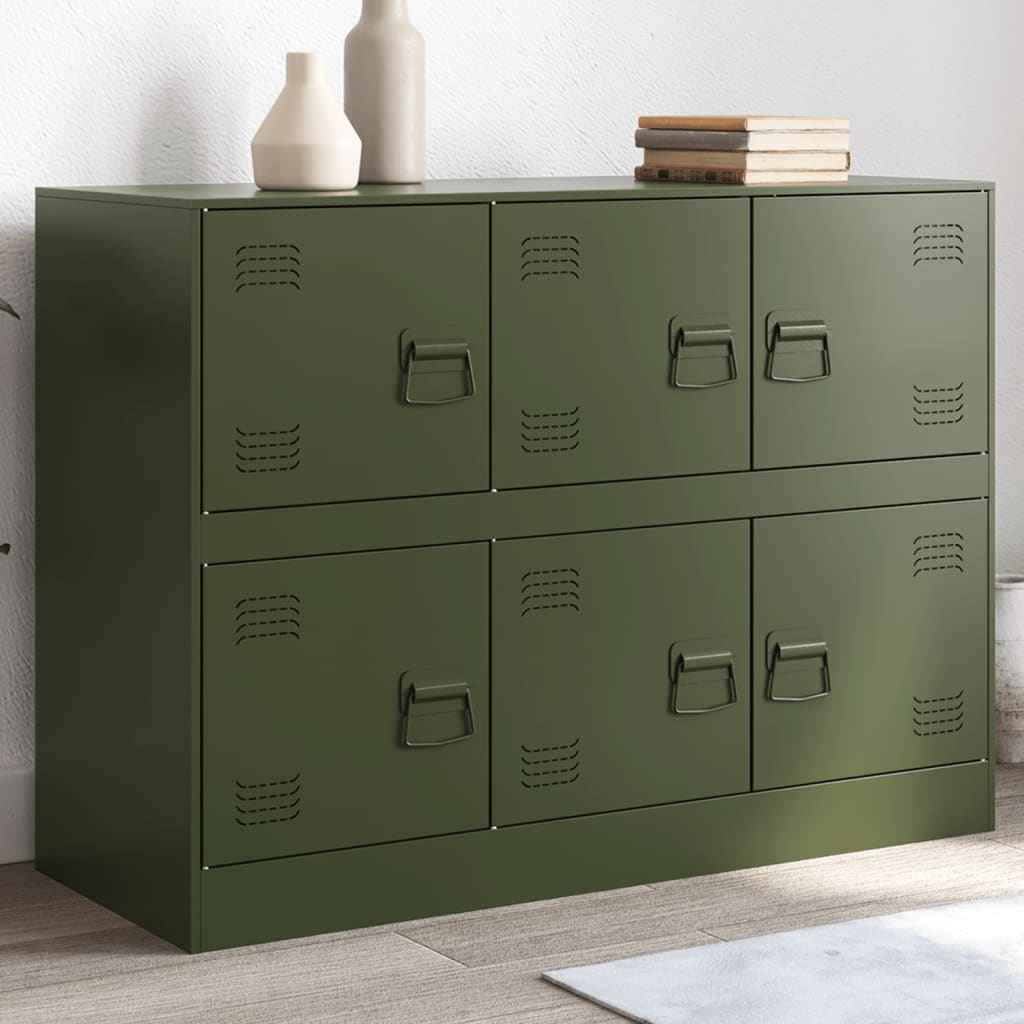 Credenza Verde Oliva 99x39x73 cm in Acciaio - homemem39