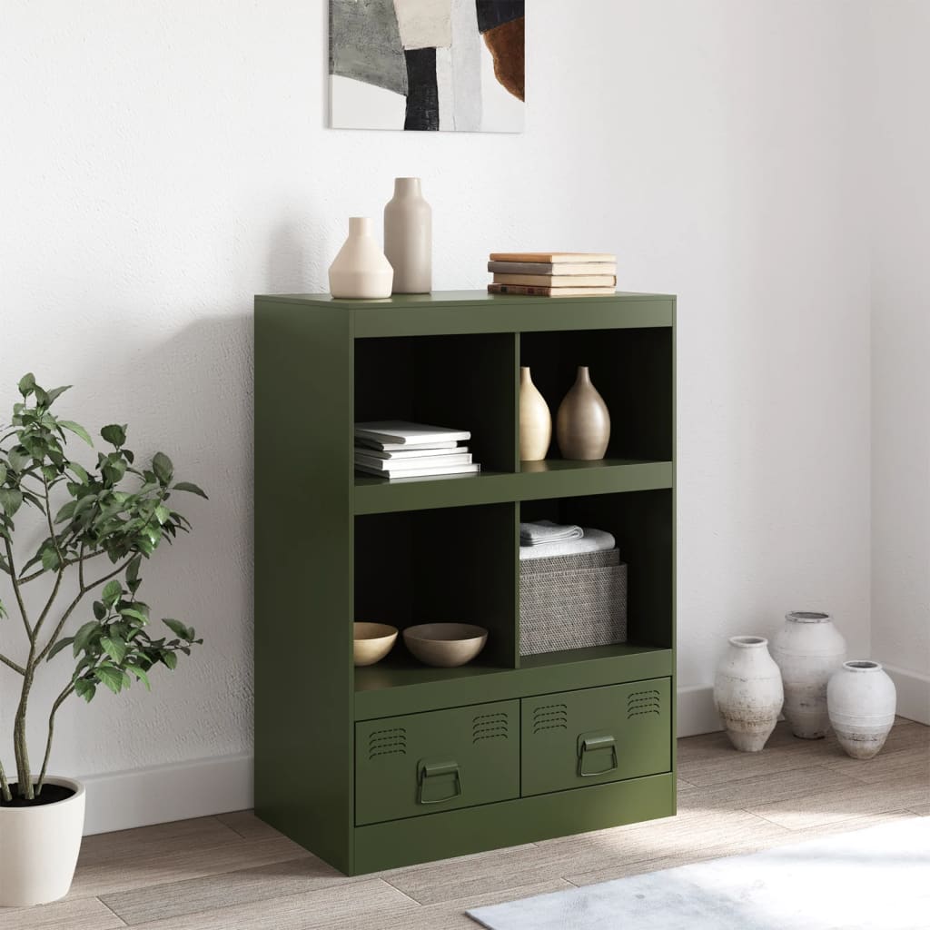 Credenza Verde Oliva 67x39x95 cm in Acciaio