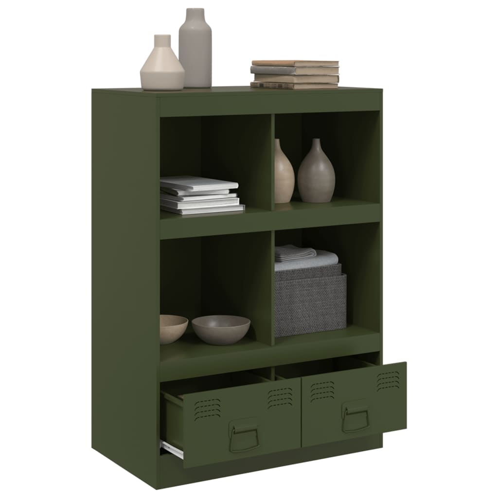 Credenza Verde Oliva 67x39x95 cm in Acciaio