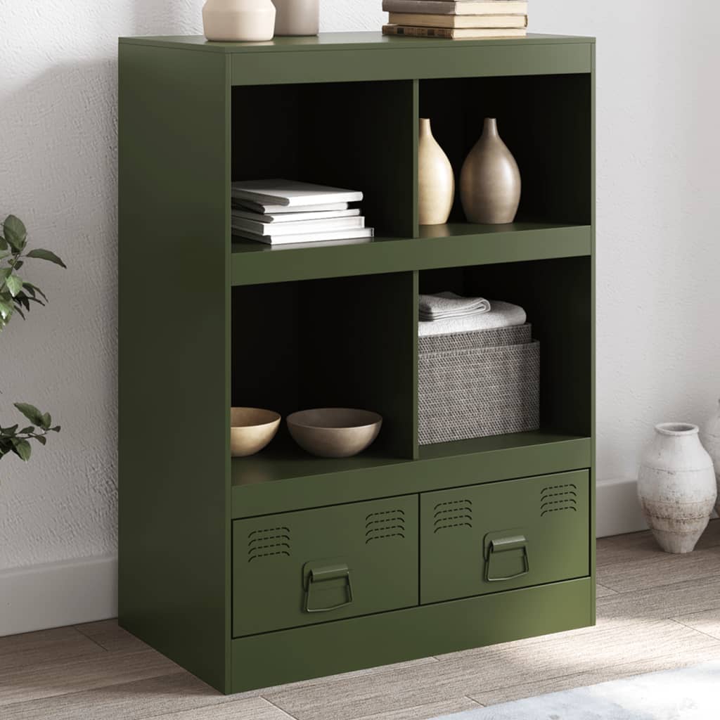 Credenza Verde Oliva 67x39x95 cm in Acciaio