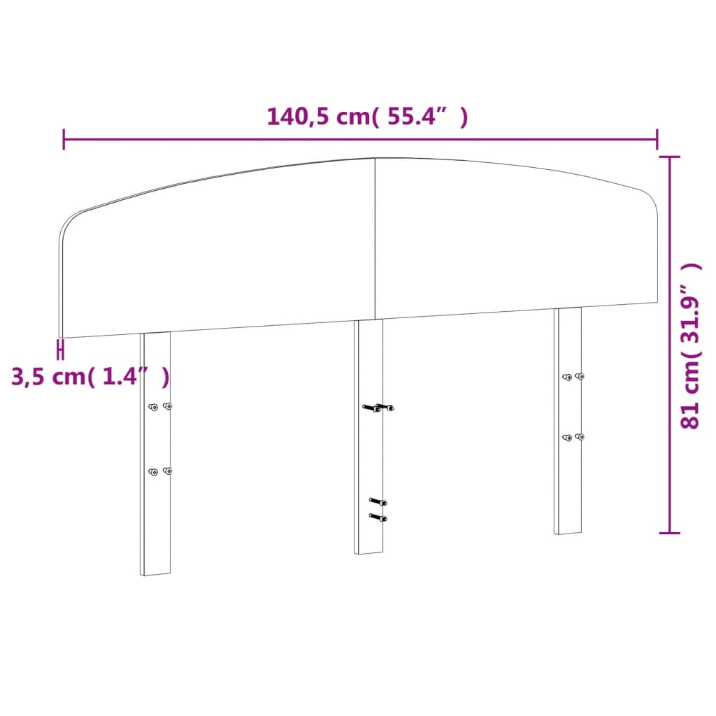 Wachsbraunes Kopfteil 135 cm aus massivem Kiefernholz