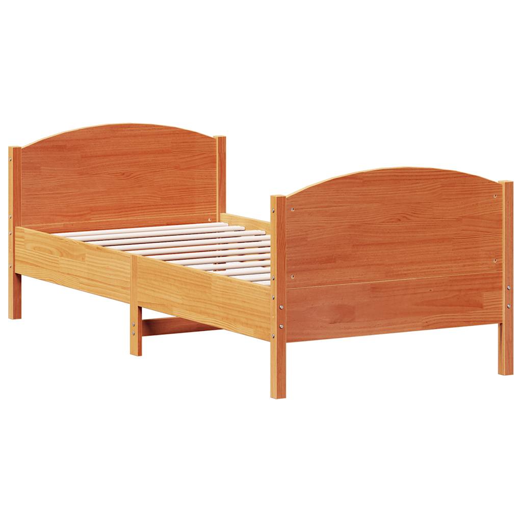 Letto senza Materasso Marrone Cera 100x200 cm in Legno di Pino | homemem39