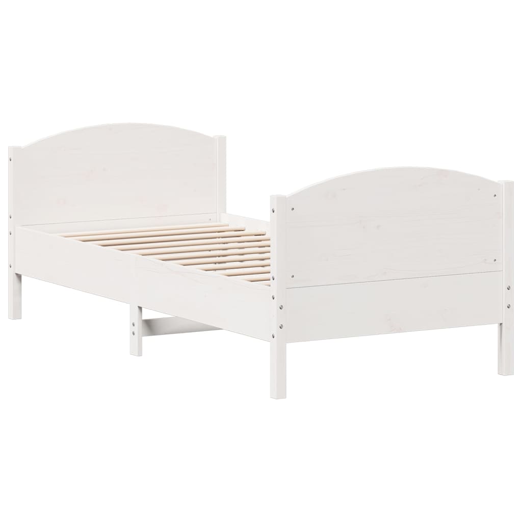 Letto senza Materasso Bianco 90x200 cm Legno Massello di Pino | homemem39