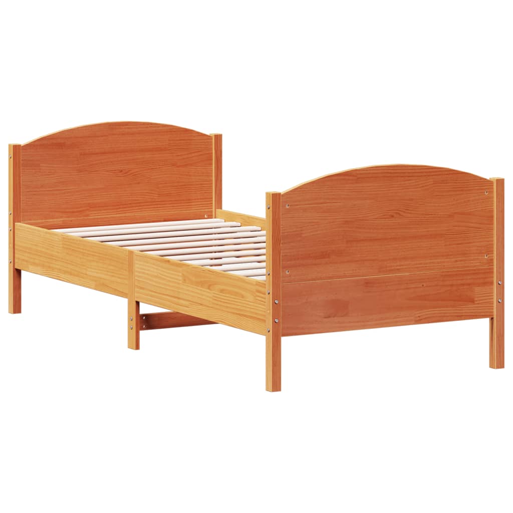Letto senza Materasso Marrone Cera 90x190 cm in Legno di Pino | homemem39