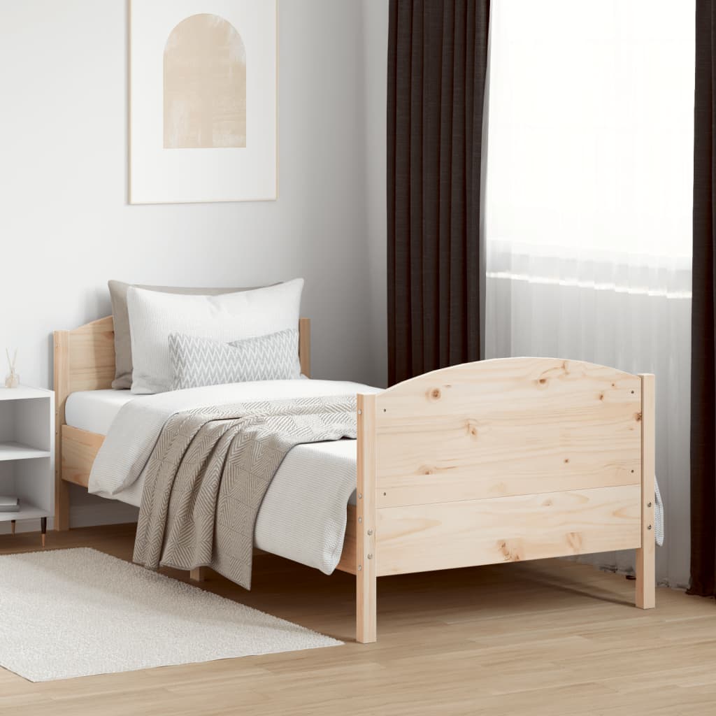 Letto senza Materasso 75x190 cm in Legno Massello Pino - homemem39