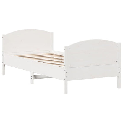 Letto senza Materasso Bianco 75x190 in Legno Massello di Pino - homemem39