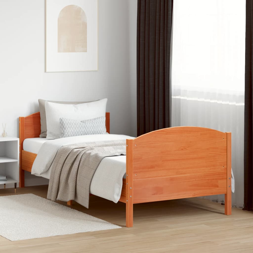 Letto senza Materasso Marrone Cera 75x190 cm in Legno di Pino | homemem39