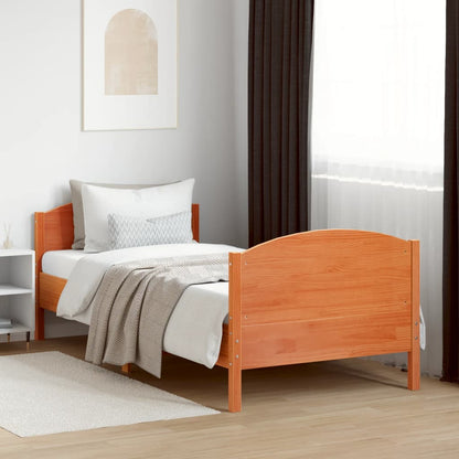 Letto senza Materasso Marrone Cera 75x190 cm in Legno di Pino | homemem39