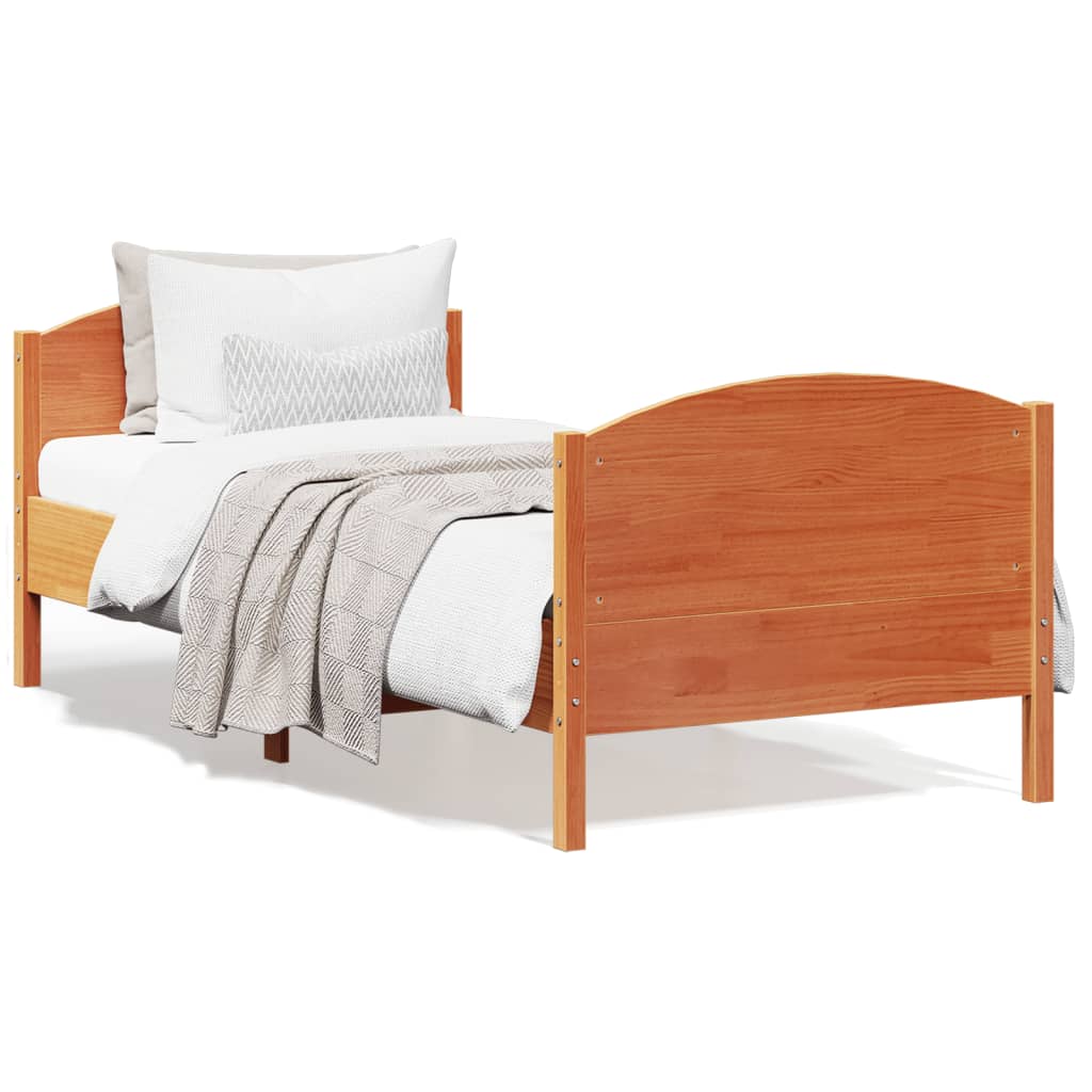 Letto senza Materasso Marrone Cera 75x190 cm in Legno di Pino - homemem39