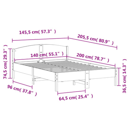 Giroletto senza Materasso Marrone Cera 140x200cm Massello Pino | homemem39