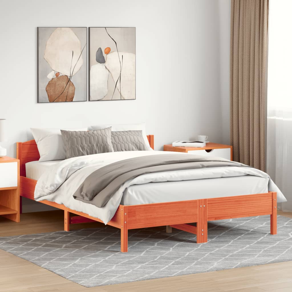 Letto senza Materasso Marrone Cera 120x200 cm in Legno di Pino | homemem39