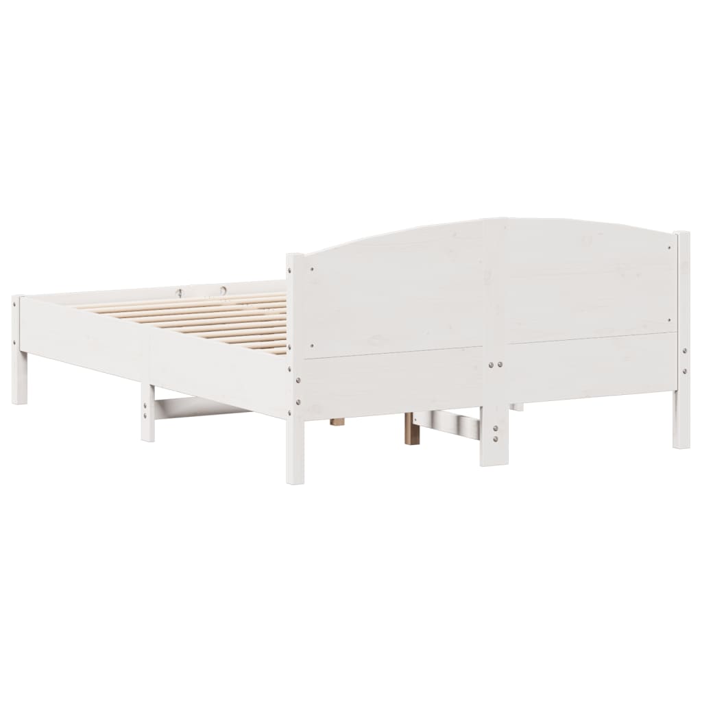 Letto senza Materasso Bianco 140x190 cm Legno Massello di Pino - homemem39