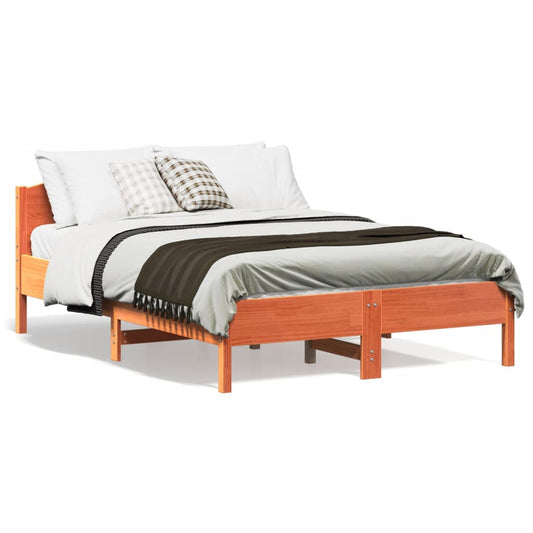 Letto senza Materasso Marrone Cera 140x190 cm in Legno di Pino | homemem39