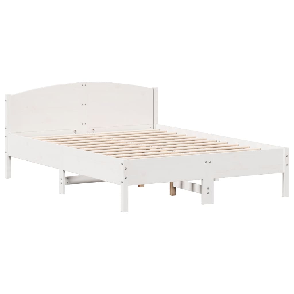 Letto senza Materasso Bianco 135x190 cm Legno Massello di Pino - homemem39