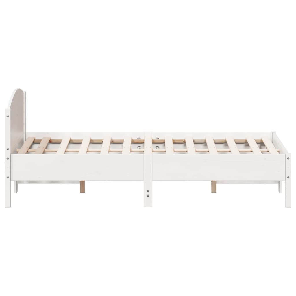 Letto senza Materasso Bianco 135x190 cm Legno Massello di Pino - homemem39