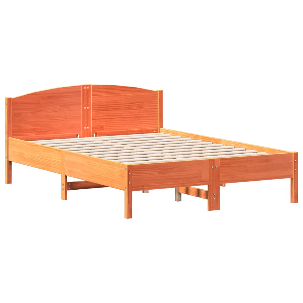 Letto senza Materasso Marrone Cera 135x190 cm in Legno di Pino - homemem39