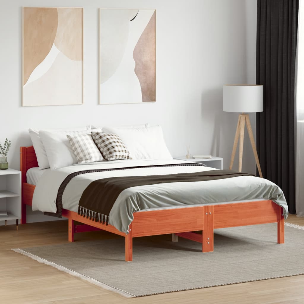 Letto senza Materasso Marrone Cera 120x190 cm in Legno di Pino | homemem39