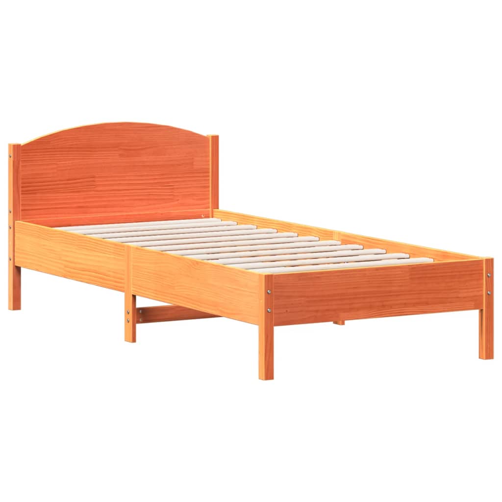 Letto senza Materasso Marrone Cera 100x200 cm in Legno di Pino | homemem39
