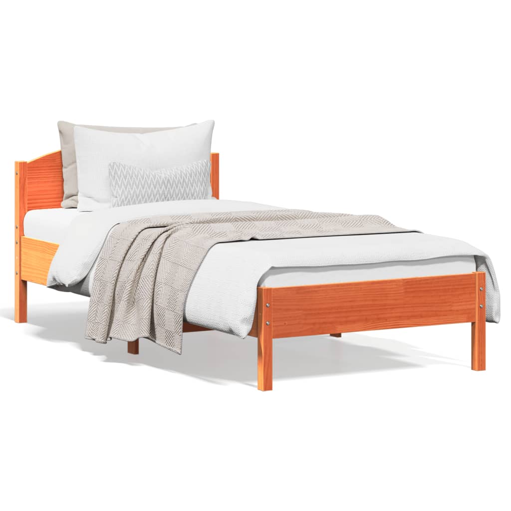 Letto senza Materasso Marrone Cera 100x200 cm in Legno di Pino | homemem39