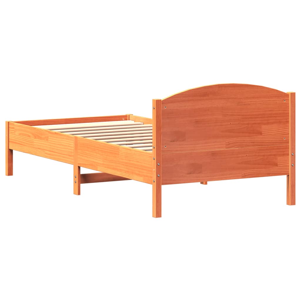 Letto senza Materasso Marrone Cera 90x200 cm Legno di Pino | homemem39