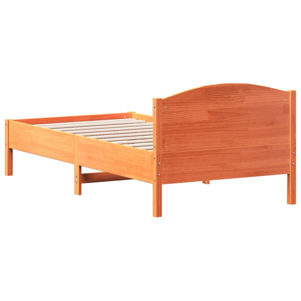 Letto senza Materasso Marrone Cera 90x190 cm in Legno di Pino | homemem39