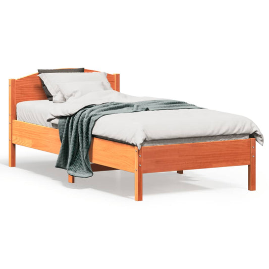 Letto senza Materasso Marrone Cera 90x190 cm in Legno di Pino | homemem39