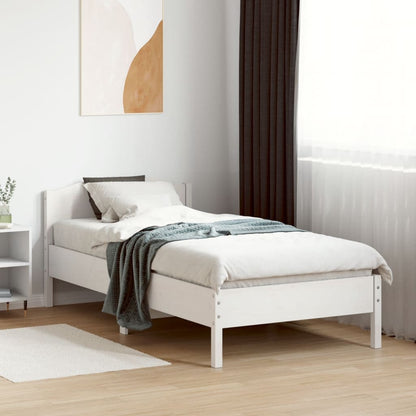 Letto senza Materasso Bianco 75x190 in Legno Massello di Pino - homemem39