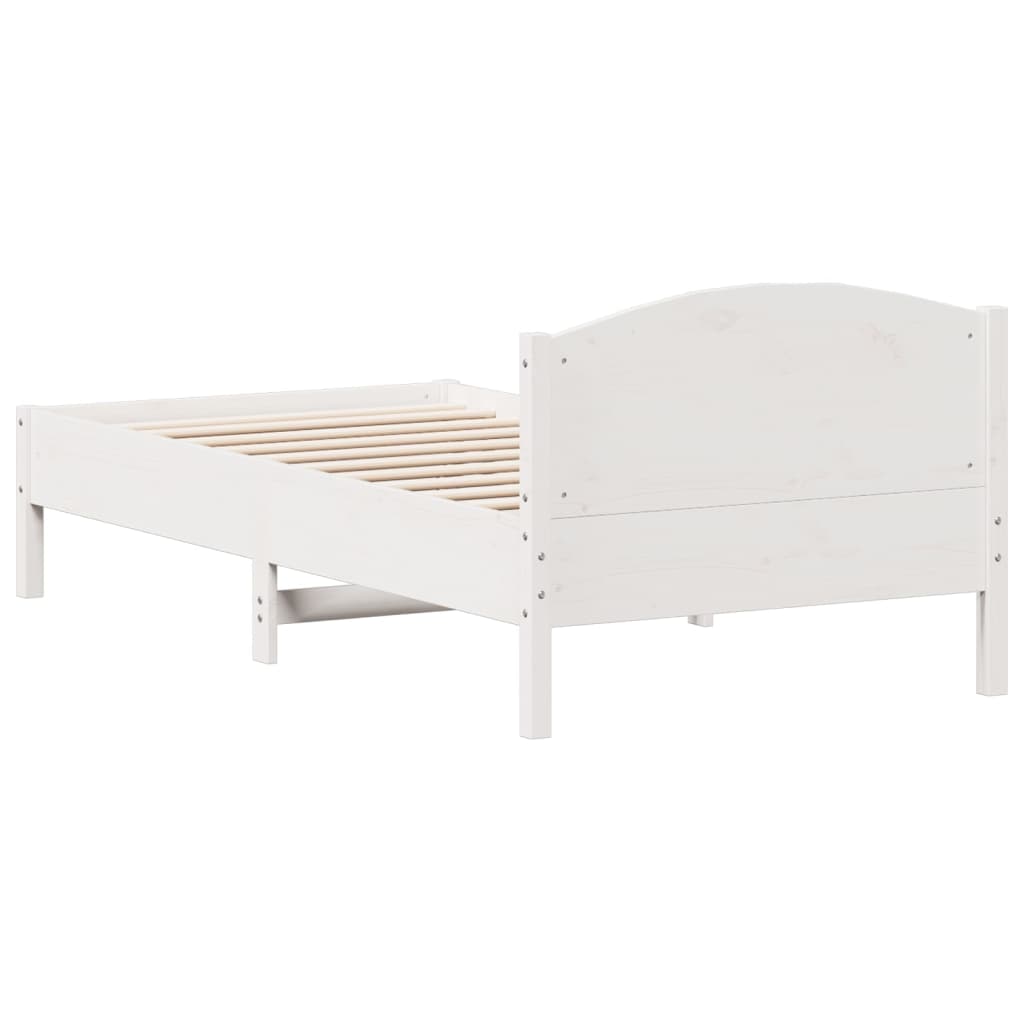 Letto senza Materasso Bianco 75x190 in Legno Massello di Pino - homemem39