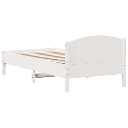 Letto senza Materasso Bianco 75x190 in Legno Massello di Pino - homemem39
