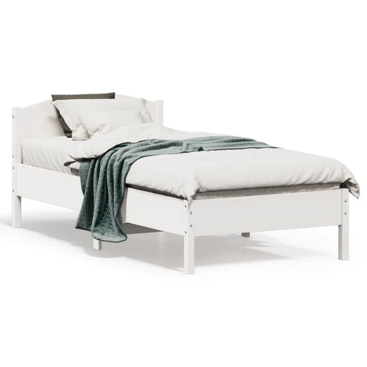 Letto senza Materasso Bianco 75x190 in Legno Massello di Pino - homemem39