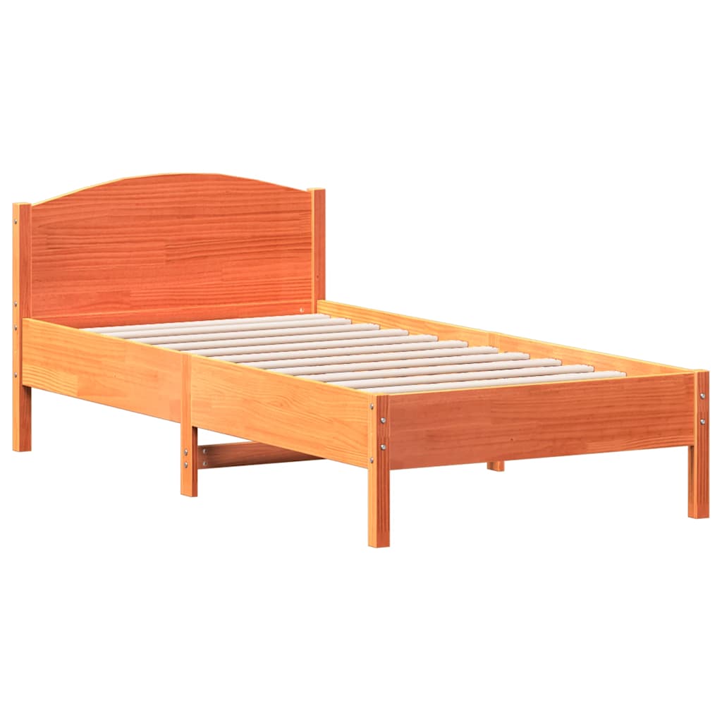 Letto senza Materasso Marrone Cera 75x190 cm in Legno di Pino | homemem39