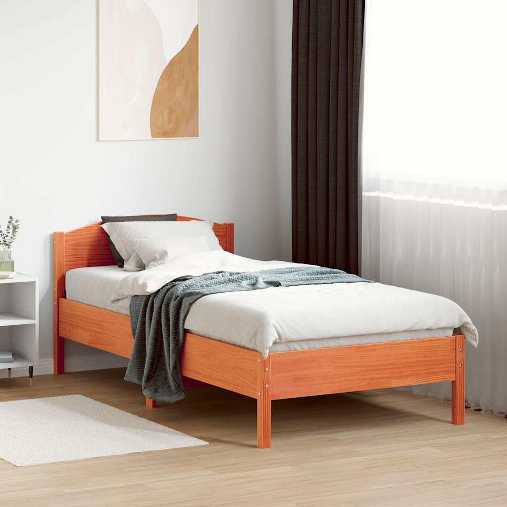 Letto senza Materasso Marrone Cera 75x190 cm in Legno di Pino | homemem39
