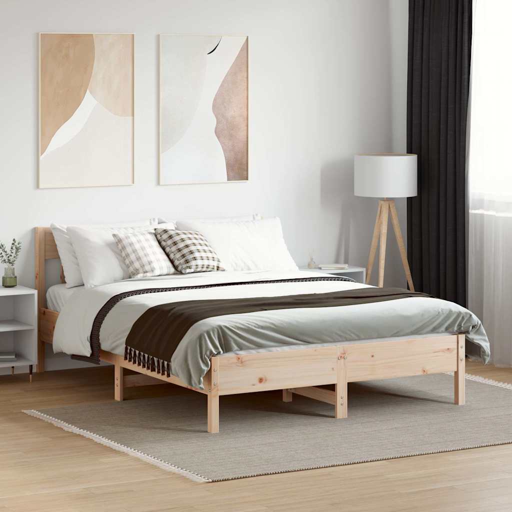 Letto senza Materasso 150x200 cm in Legno Massello di Pino | homemem39
