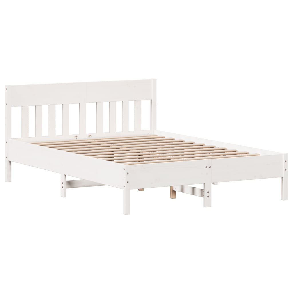 Letto senza Materasso Bianco 150x200 cm Legno Massello di Pino - homemem39