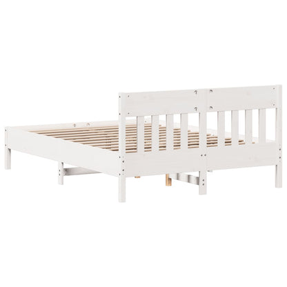 Letto senza Materasso Bianco 150x200 cm Legno Massello di Pino | homemem39