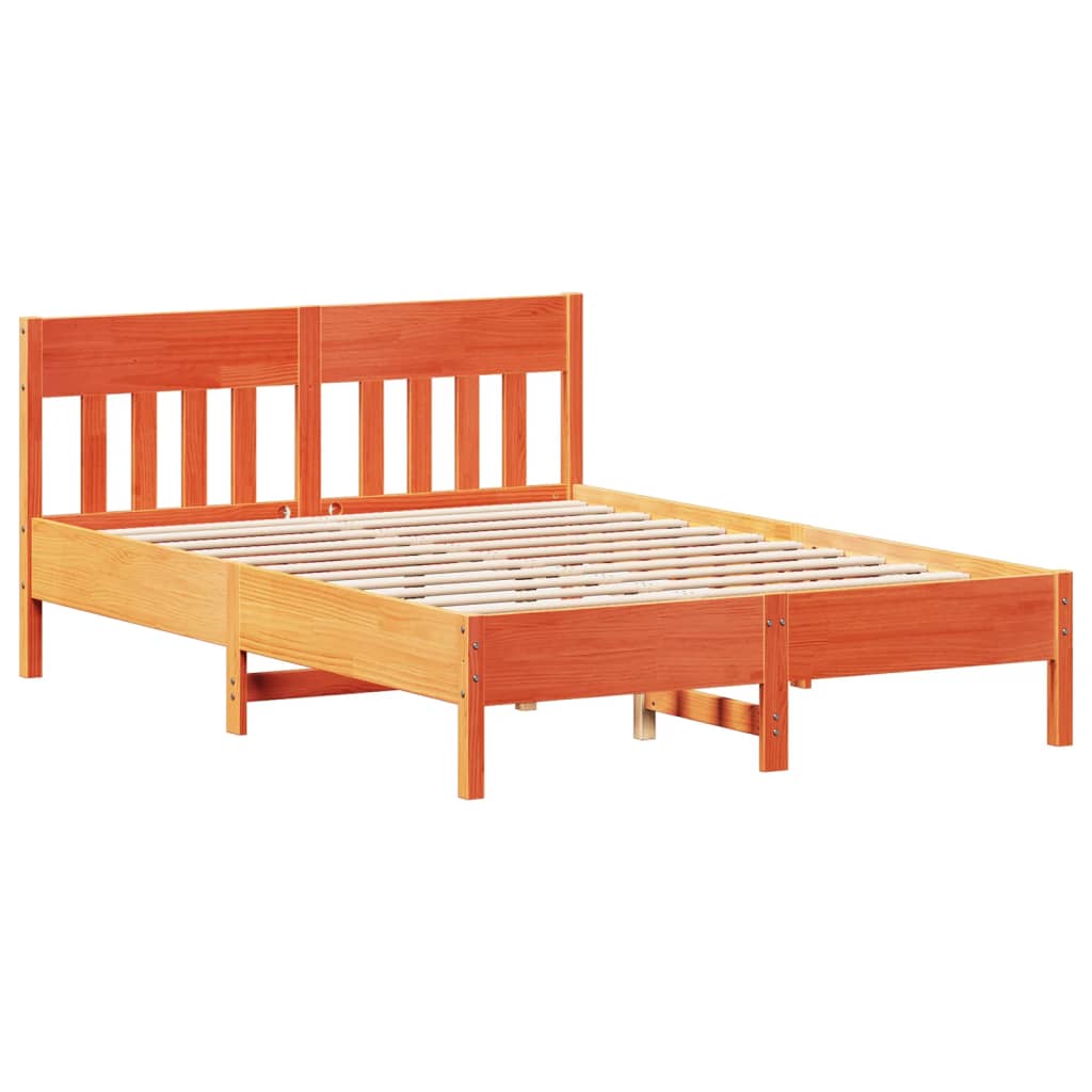 Letto senza Materasso Marrone Cera 150x200 cm in Legno di Pino | homemem39