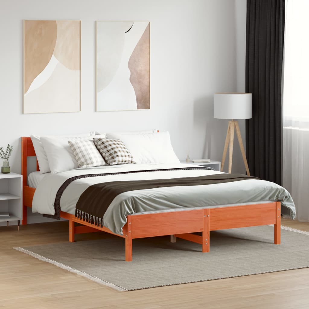 Letto senza Materasso Marrone Cera 150x200 cm in Legno di Pino | homemem39