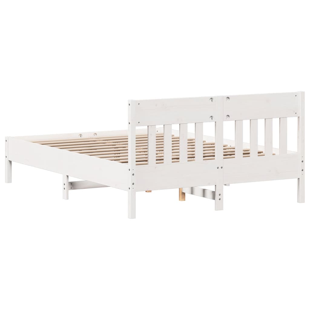 Letto senza Materasso Bianco 140x200 cm Legno Massello di Pino - homemem39