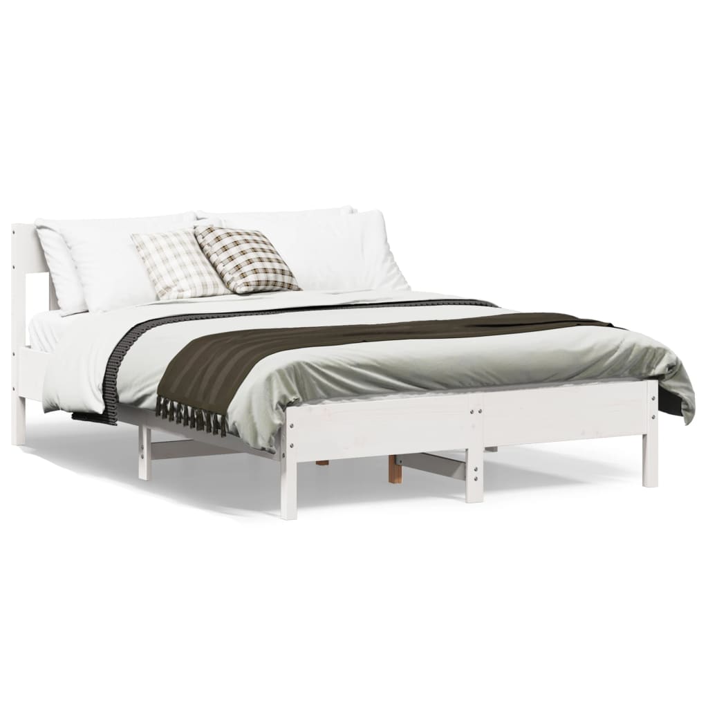 Letto senza Materasso Bianco 140x200 cm Legno Massello di Pino | homemem39