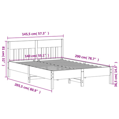 Giroletto senza Materasso Marrone Cera 140x200cm Massello Pino | homemem39