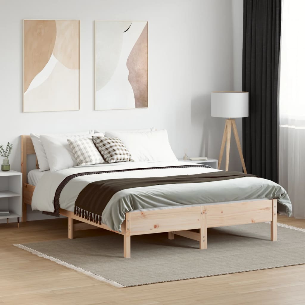 Letto senza Materasso 120x200 cm in Legno Massello di Pino - homemem39
