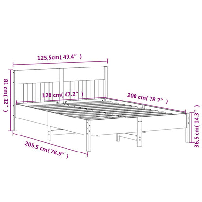 Letto senza Materasso 120x200 cm in Legno Massello di Pino | homemem39