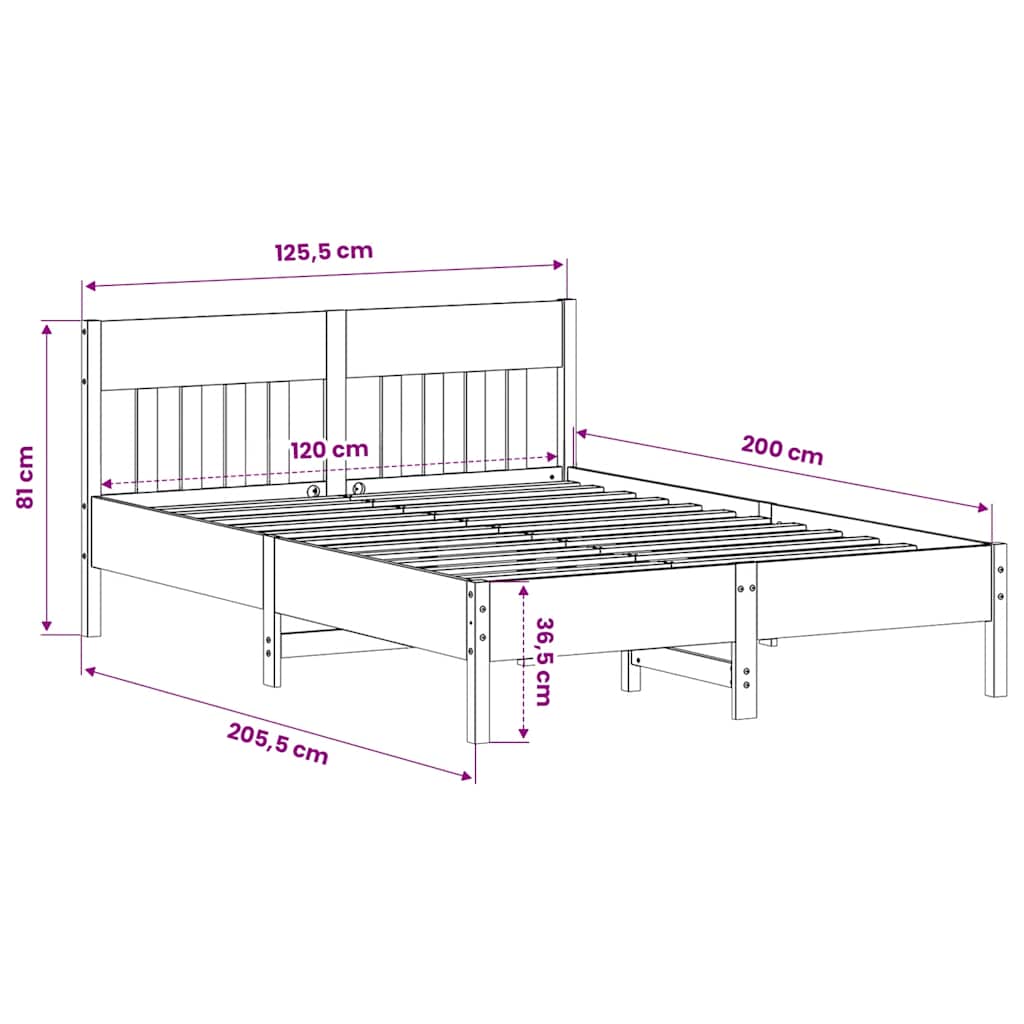 Letto senza Materasso Bianco 120x200 cm Legno Massello di Pino | homemem39